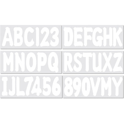 Set of 4 Boat Numbers and Letters Decal Stickers A-Z 0-9 White