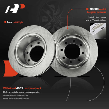 Set of 2 Rear Side Disc Brake Rotors for Dodge Ram 2500 3500 (2009–2010) BR900698, R-53056