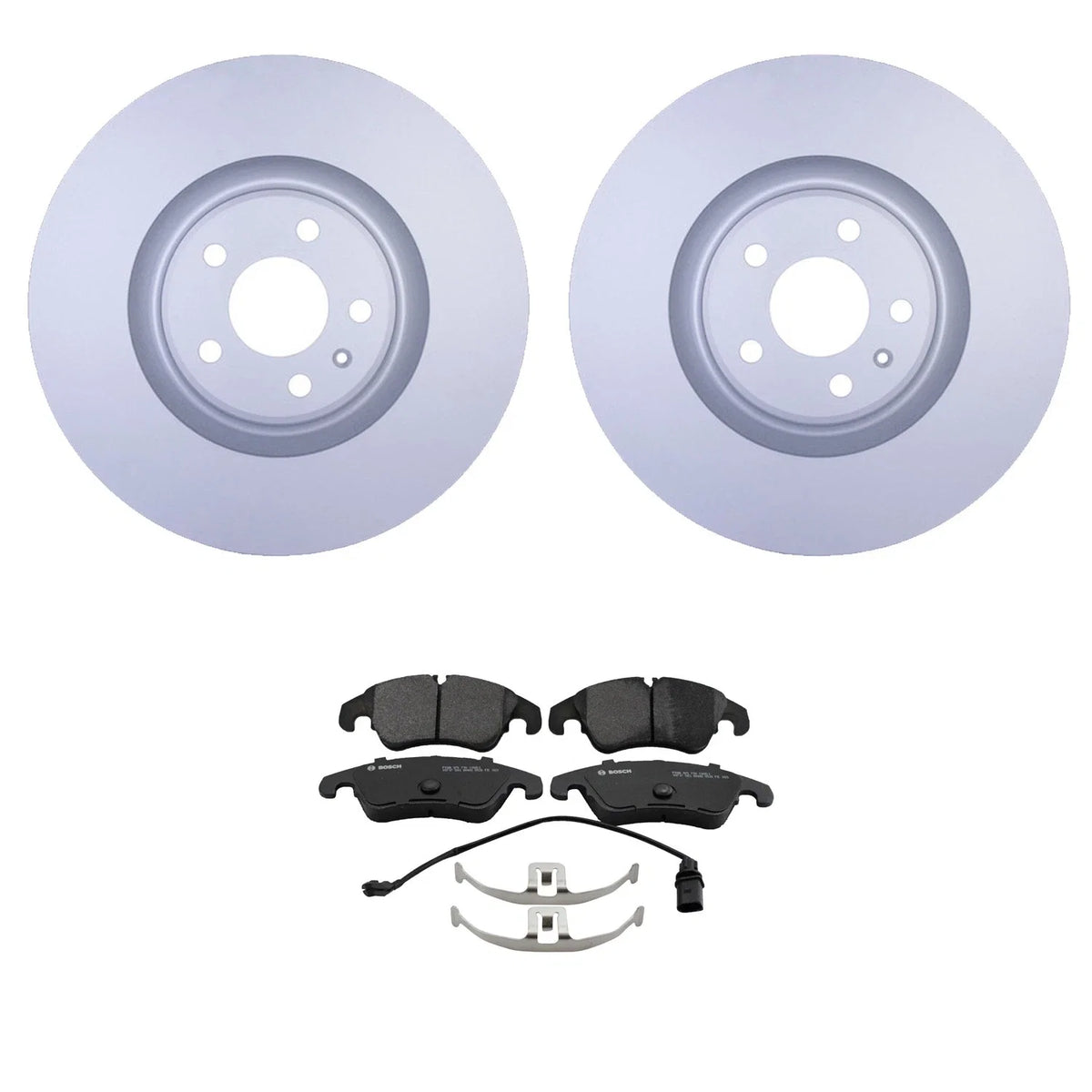 Hella Front Rotors & Bosch QuietCast Disc Brake Pads Kit for Audi A6 Quattro