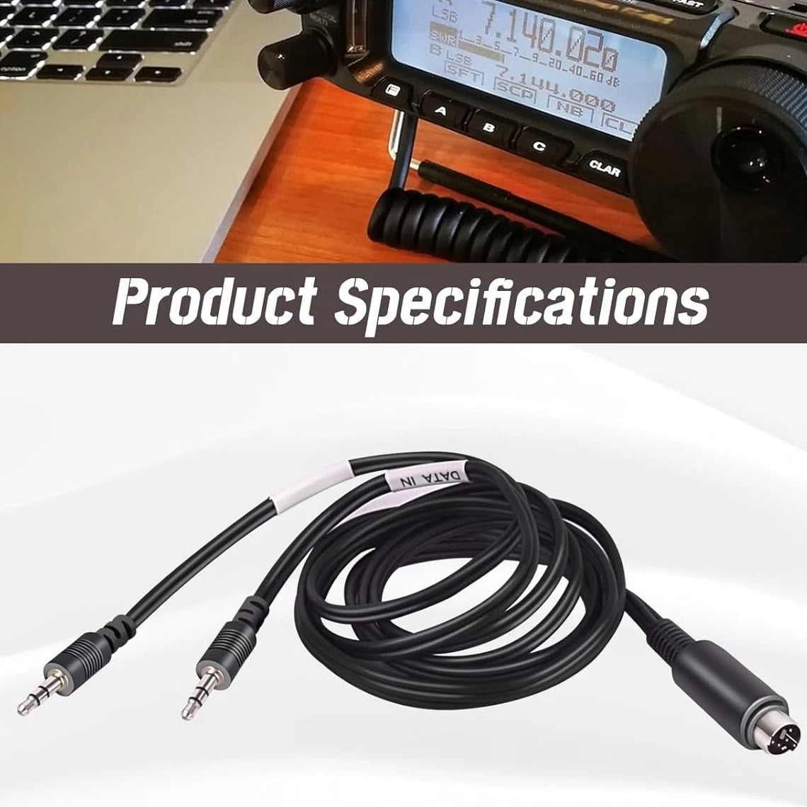 6-Pin Mini DIN Male Plug Cable for Yaesu FT8, FT4, FT-897, FT-857, FT-891