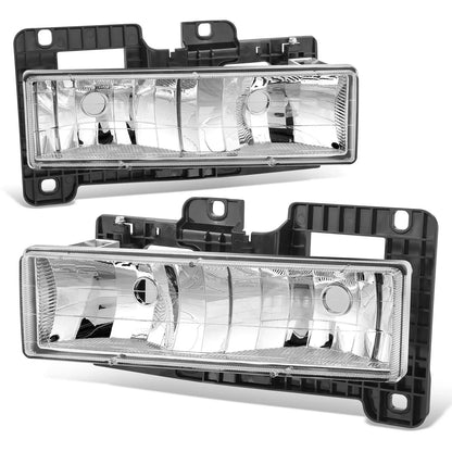 Set of 2 Chrome Housing Headlights for Chevy C/K Pickup (1988–1998)