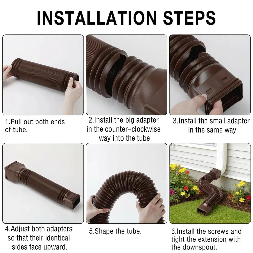 16.5ft Gutter Downspout Extensions for Rainwater Drainage (No Part Numbers)