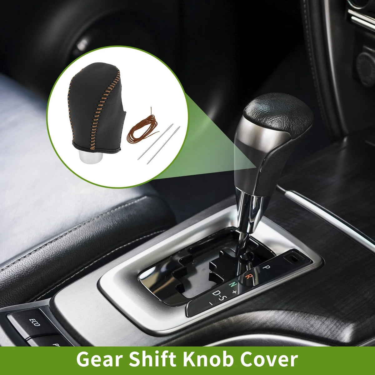 1 Pc Gear Shift Knob Cover for Nissan Rogue (2017–2020) Brown Faux Leather
