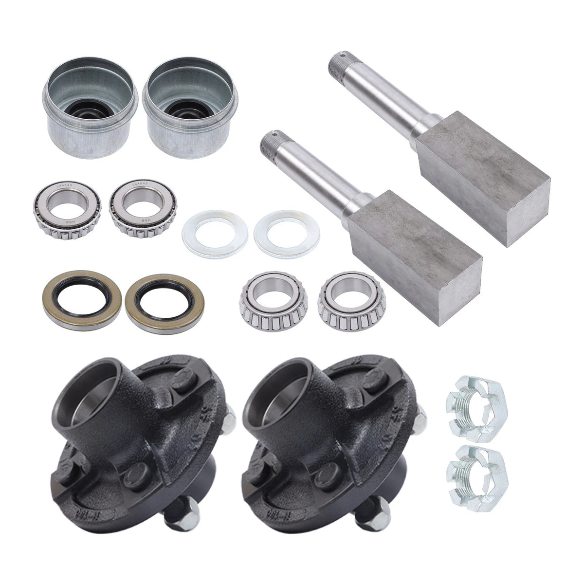 Set of 4 Trailer Hub Kit with 1" Square BT8 Spindle for Trailer (BCK36927K)