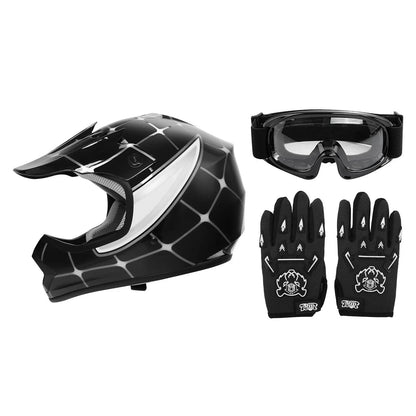 Youth Full Face Dirt Bike Helmet Set for ATV (DOT Approved, S-XL)