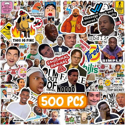 500 Pcs Funny Stickers for Adults & Teens (Trendy Meme, VSCO Vinyl Decals)