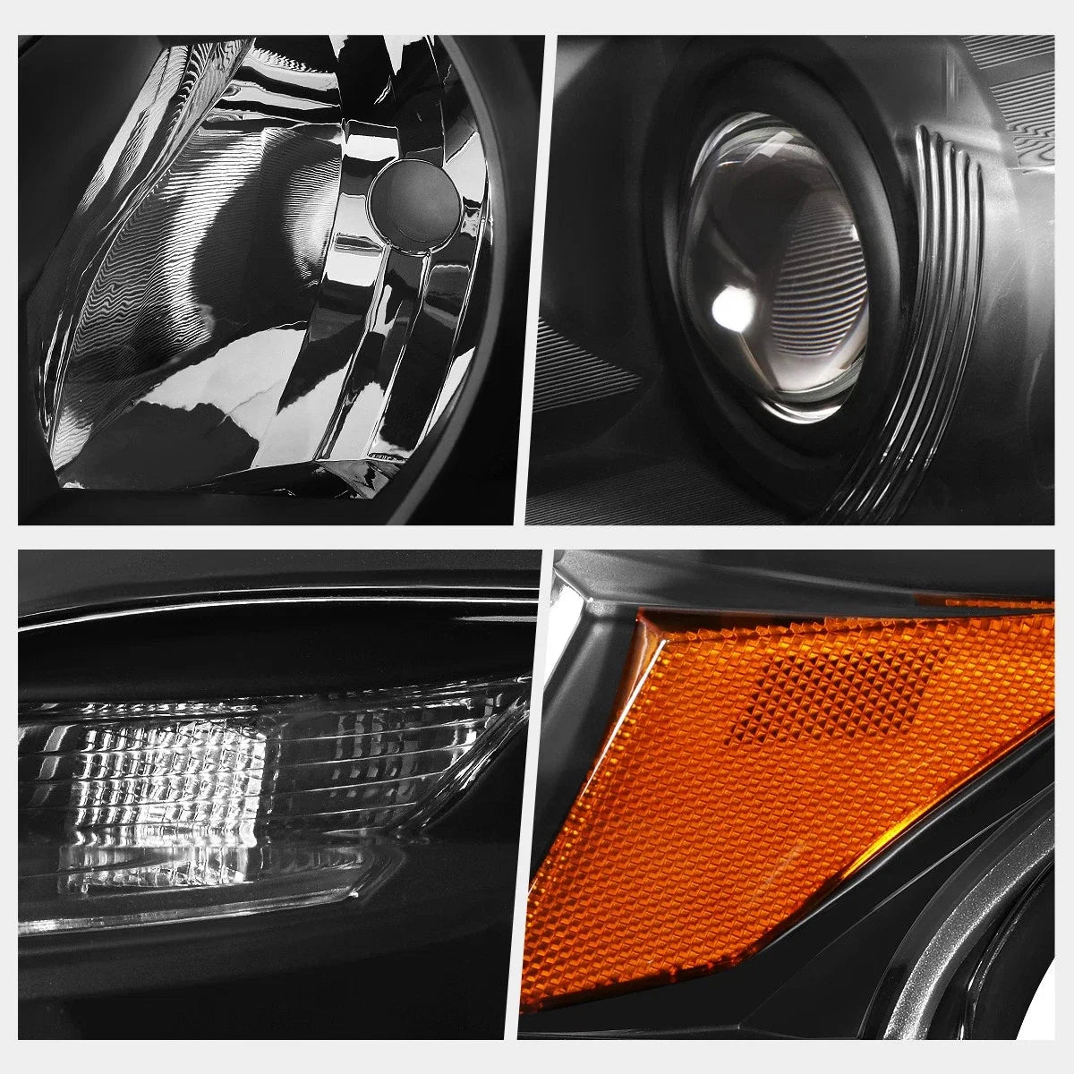 Set of 2 Projector Headlights for Lexus RX350 (2010–2012) OE Style Black Housing Amber Corner