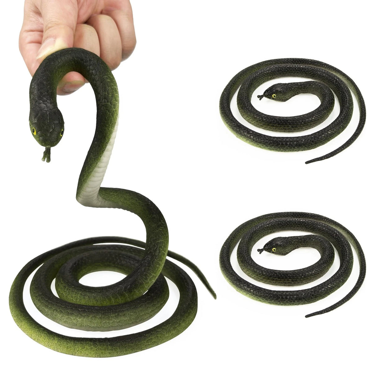 3 Pcs Rubber Snake Garden Decor for Bird & Squirrel Scare Prank