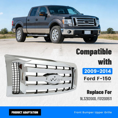 Chrome Front Upper Bumper Grille for Ford F-150 XLT (2009–2014)