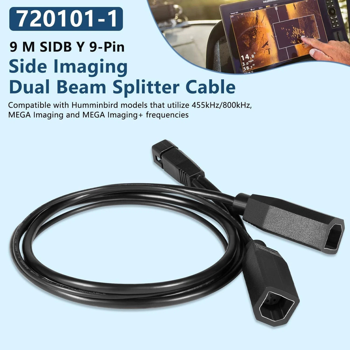 9-Pin Dual Beam Splitter Cable for Humminbird 720101-1