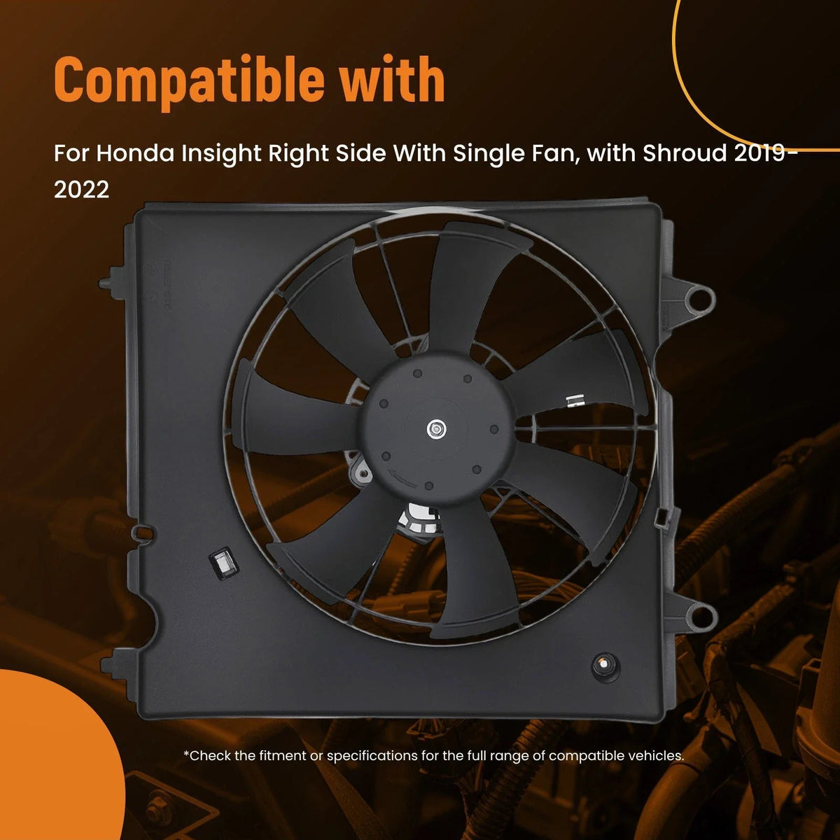 Cooling Fan Assembly w/ Shroud Right for Honda Insight (2019–2022) 386166L2A02