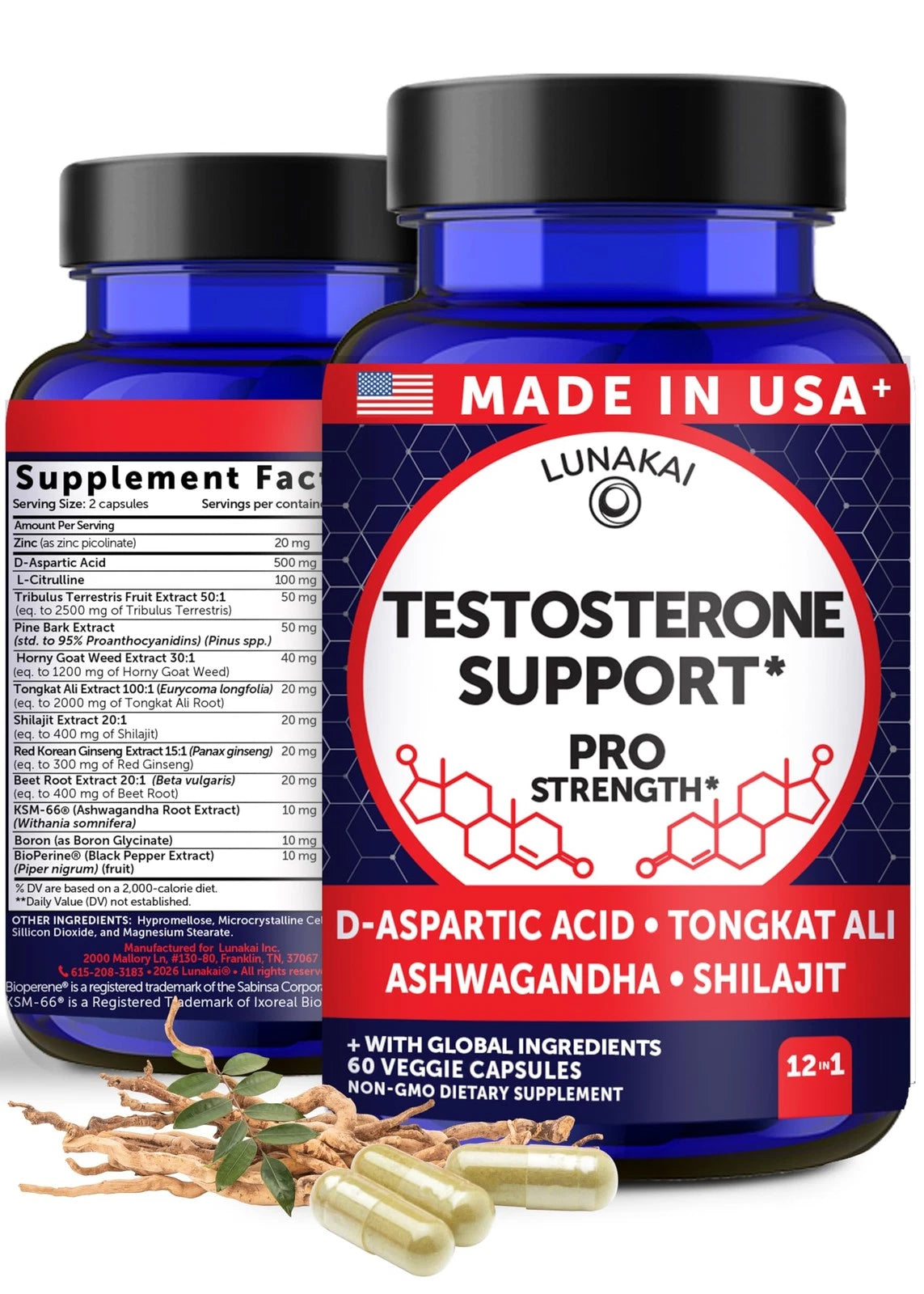 Natural Testosterone Booster for Men USA Made 60 Count (Pack of 1)