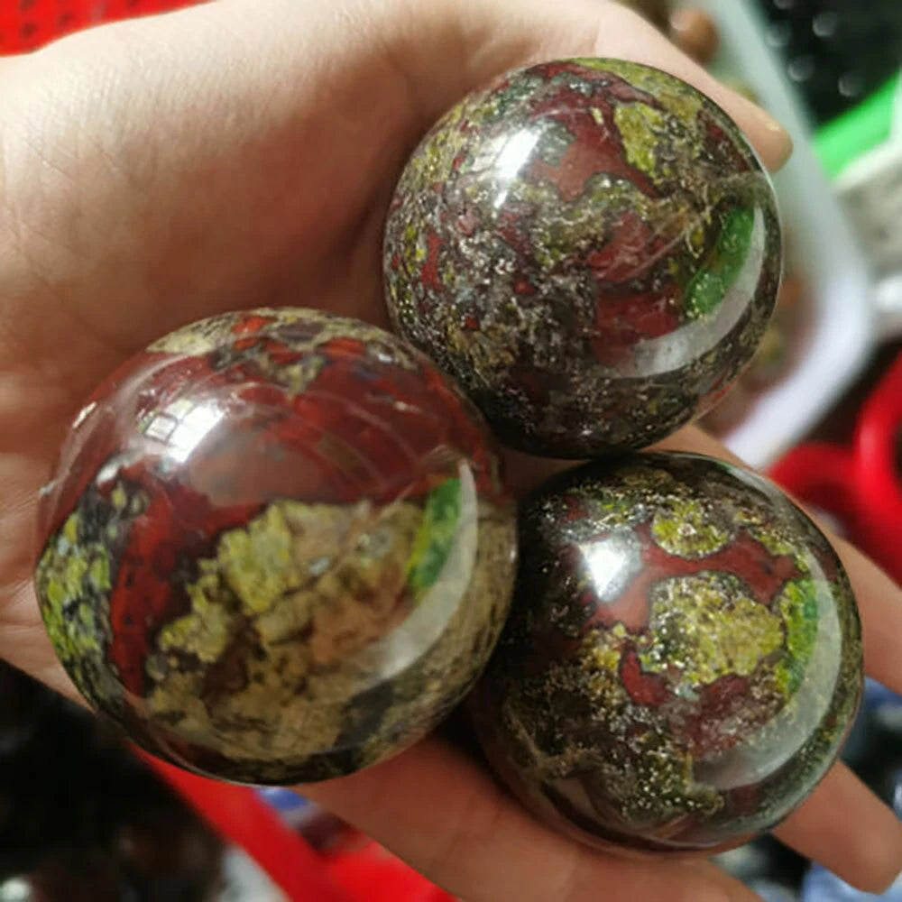 Natural Dragon Blood Stone Ball Quartz Crystal Sphere 45mm