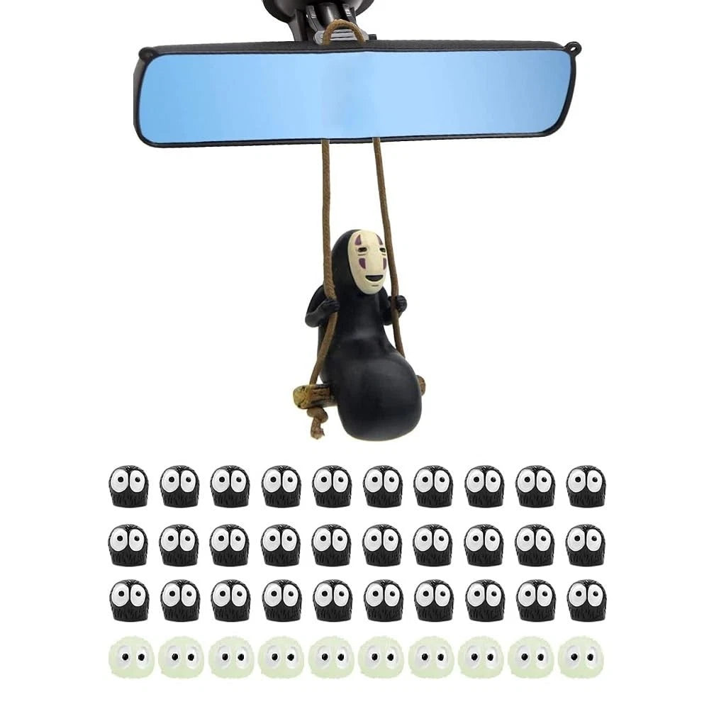 Set of 40 Soot Sprites & Faceless Male Pendant for Car Decor