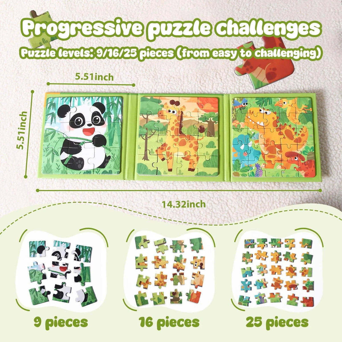 Magnetic Puzzles for Kids 3-5 Years - 3 in 1 Montessori Learning Toys
