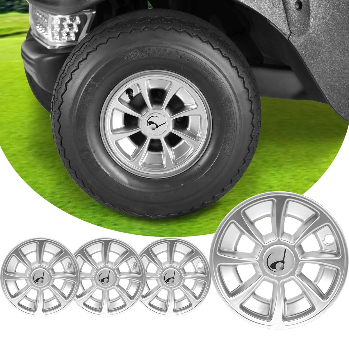 Set of 4 Universal 8 Inch Golf Cart Wheel Covers Hub Caps