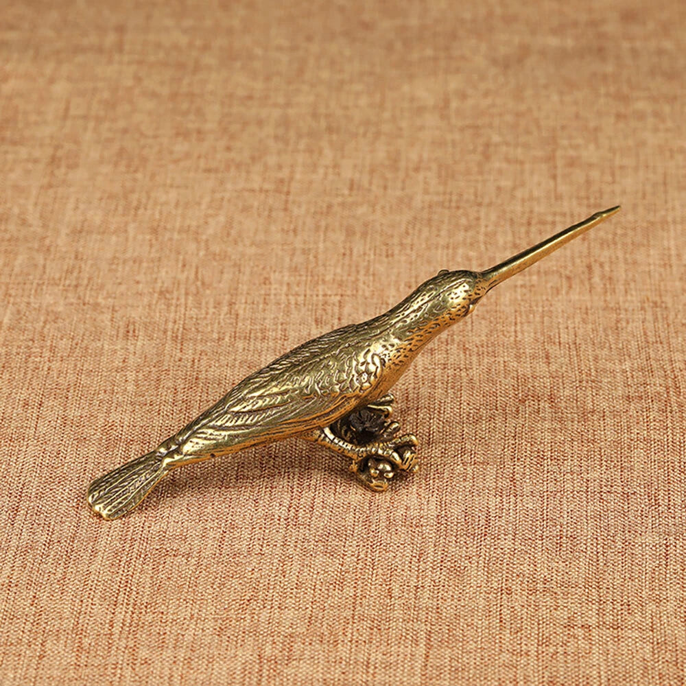 Small Solid Brass Bird Figurines Hummingbird Antique Statue Decor