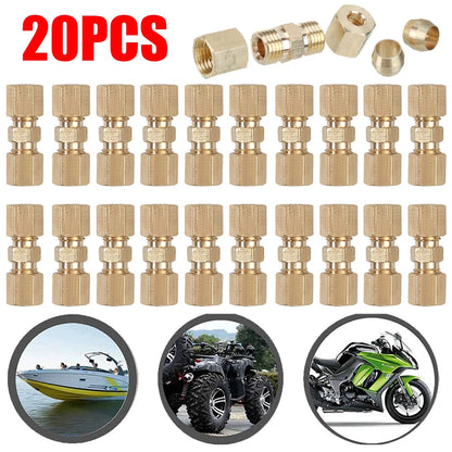 20PC Brass Compression Fittings for Hydraulic Brake Lines 3/16" OD