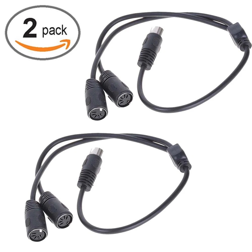 2X 5 Pin MIDI DIN Male to 2X Female Y Splitter Adapter Cable 50cm