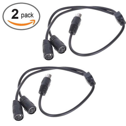 2X 5 Pin MIDI DIN Male to 2X Female Y Splitter Adapter Cable 50cm