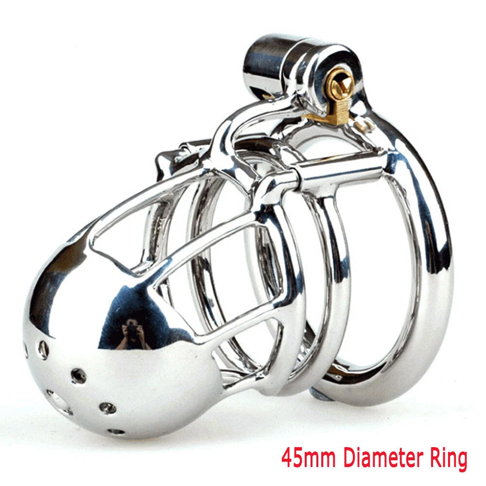 Male Chastity Belt Restraint Cage Ring Lock Stainless Steel