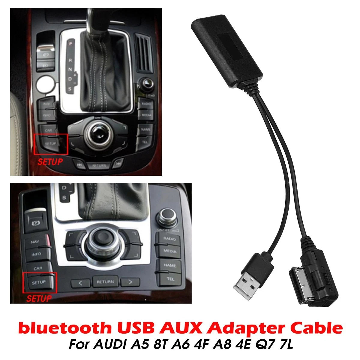 Bluetooth USB AUX In Adapter Cable for Audi Q7 A4 A5 A6 A8