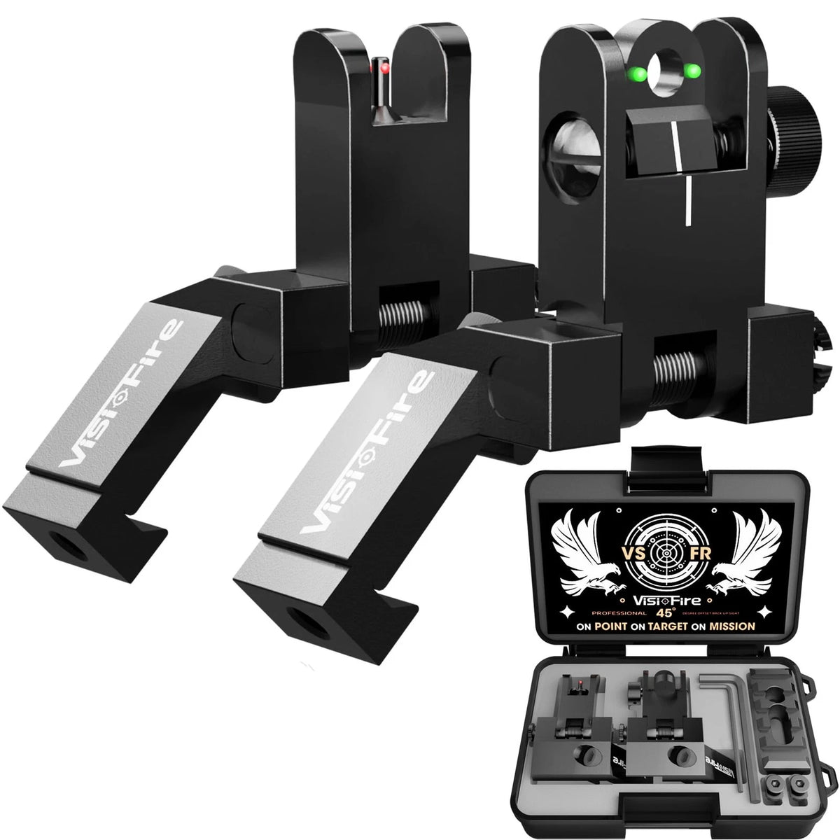 Flip Up Fiber Optic Sights for Classic 45 Degree Offset Iron Sights