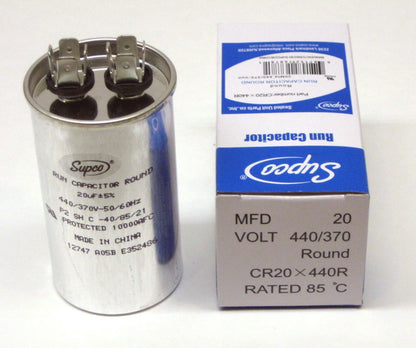 20 MFD 440V Capacitor for Air Conditioning HVAC Round Fan Motor
