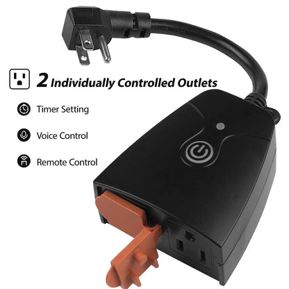 2X Outdoor Smart WiFi Plug for Alexa & Google
