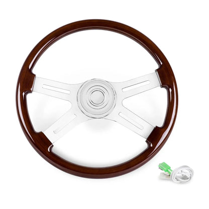 18" Aluminum Classic Wood Steering Wheel for Truck
