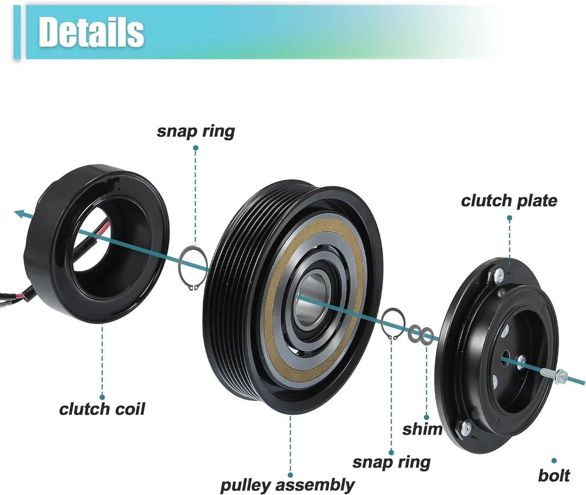 AC Compressor Clutch Kit Pulley Coil for Toyota Tacoma (2005–2015)