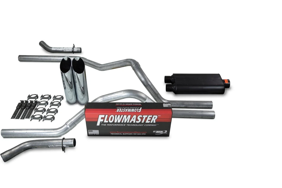 2.5" Dual Exhaust Kit for Dodge Ram 1500 (2009–2018) Flowmaster 50 Slash Tip