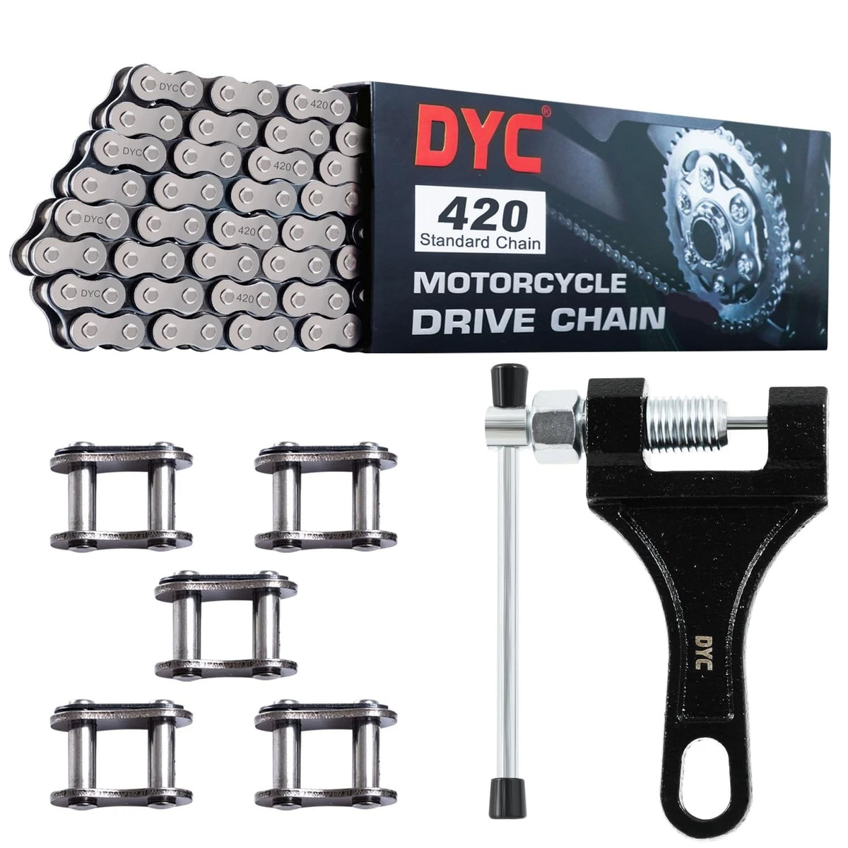 DYC 420 Motorcycle Chain 132 Links for 50 70 90 110 125 196 212cc