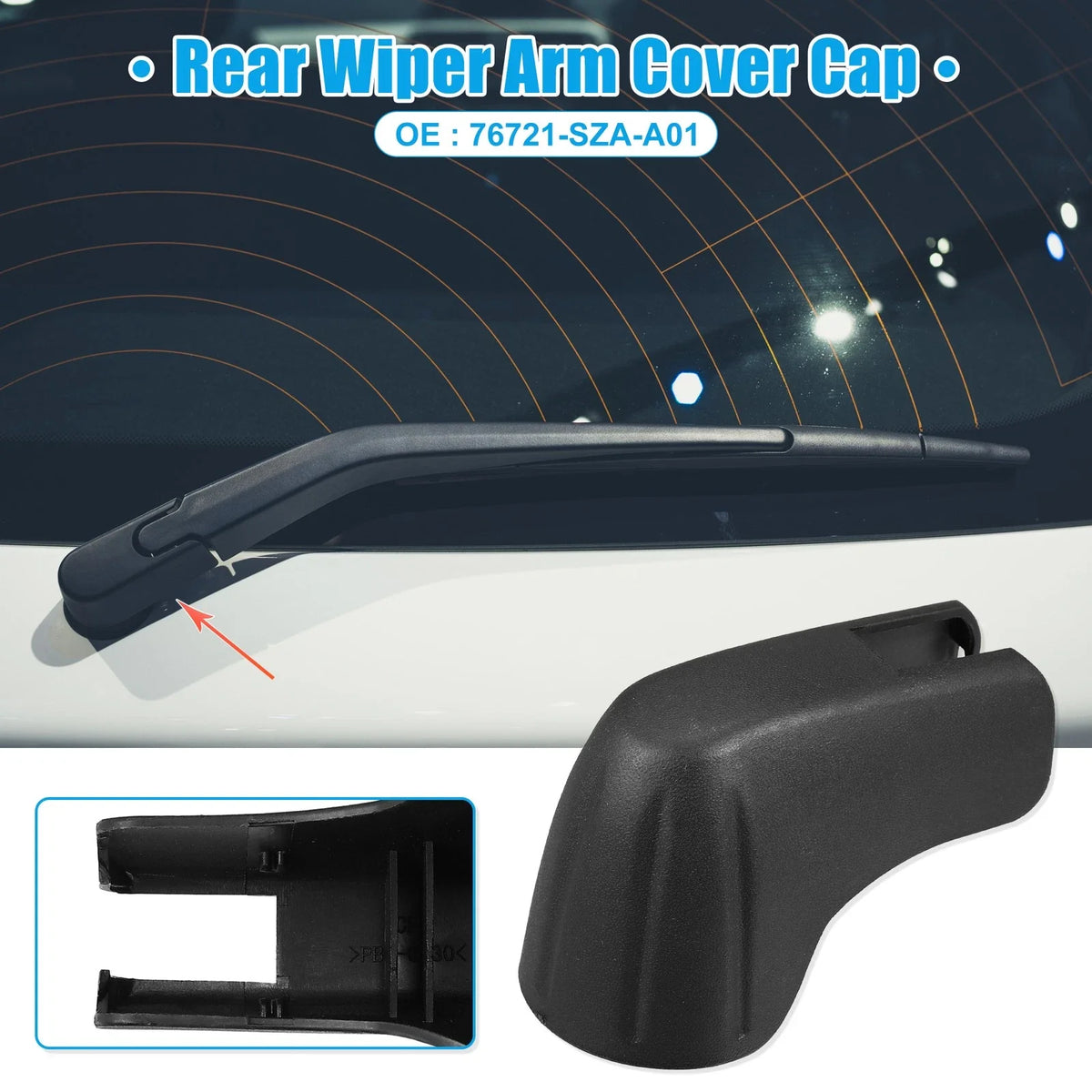 Rear Windshield Wiper Arm Nut Cover Cap for Honda Pilot (2003–2023) - 1 Pack Black