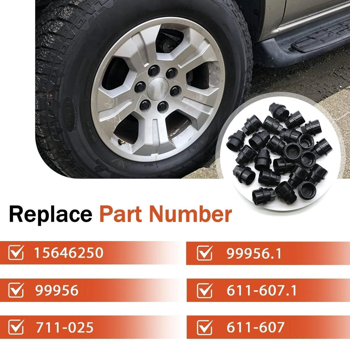 24Pcs Wheel Lug Nut Cap Covers for GMC Chevy C1500 C2500 (1999–2007)