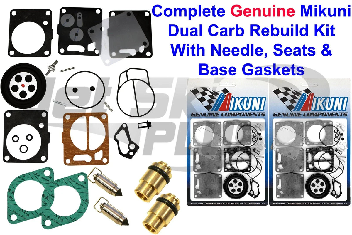 Dual Mikuni Carb Rebuild Kit for SeaDoo SPX (1997–1999) - Needle Seat & Base Gasket