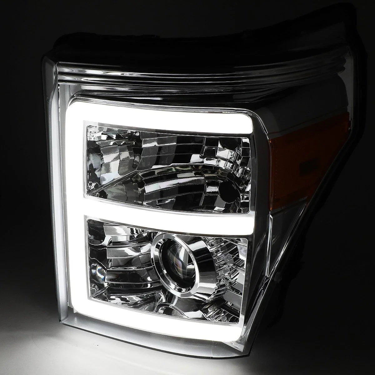E-Bar LED Chrome Amber Projector Headlight for Super Duty (2011–2016)