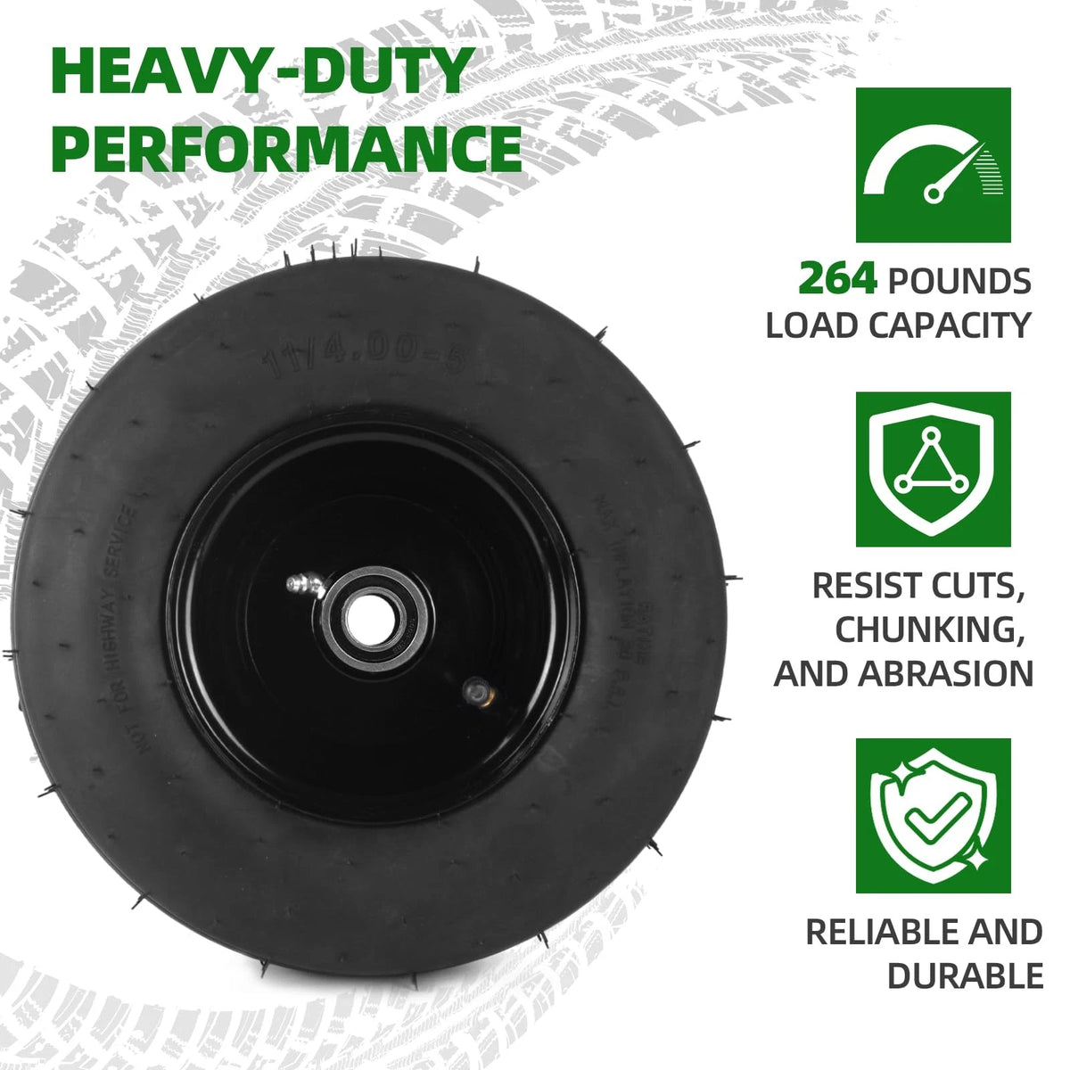 2X 11x4.00-5 Tire for AR-PRO Pneumatic Black Rib Tread (No Years Specified)