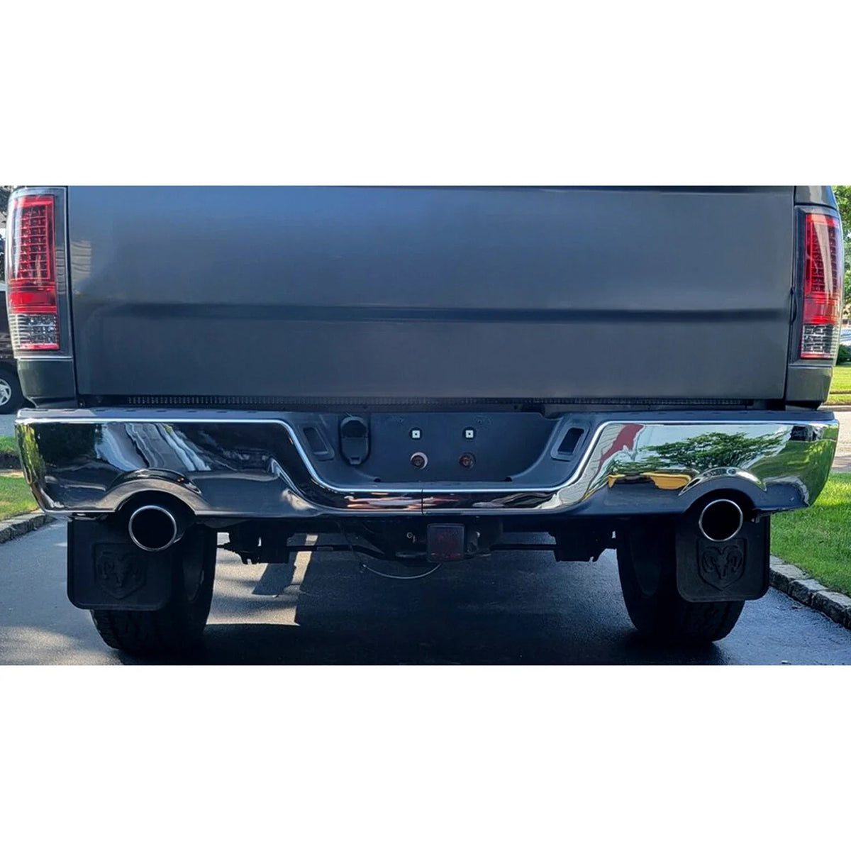 Chrome Rear Step Bumper for Dodge Ram 1500 (2009–2018) W/O Sensor W/ Dual Exhaust