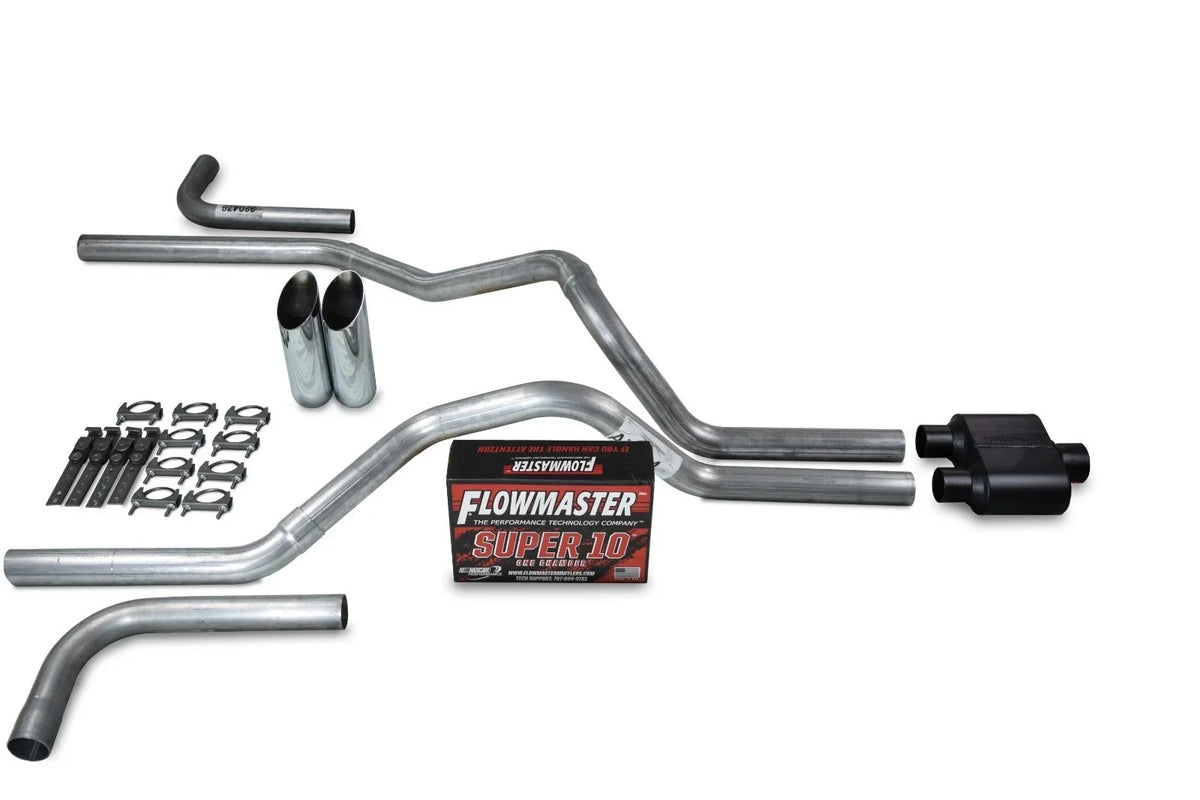 2.5" Dual Exhaust Kit for Dodge Ram 1500 (2009–2018) Flowmaster Super 10 Slash Tip