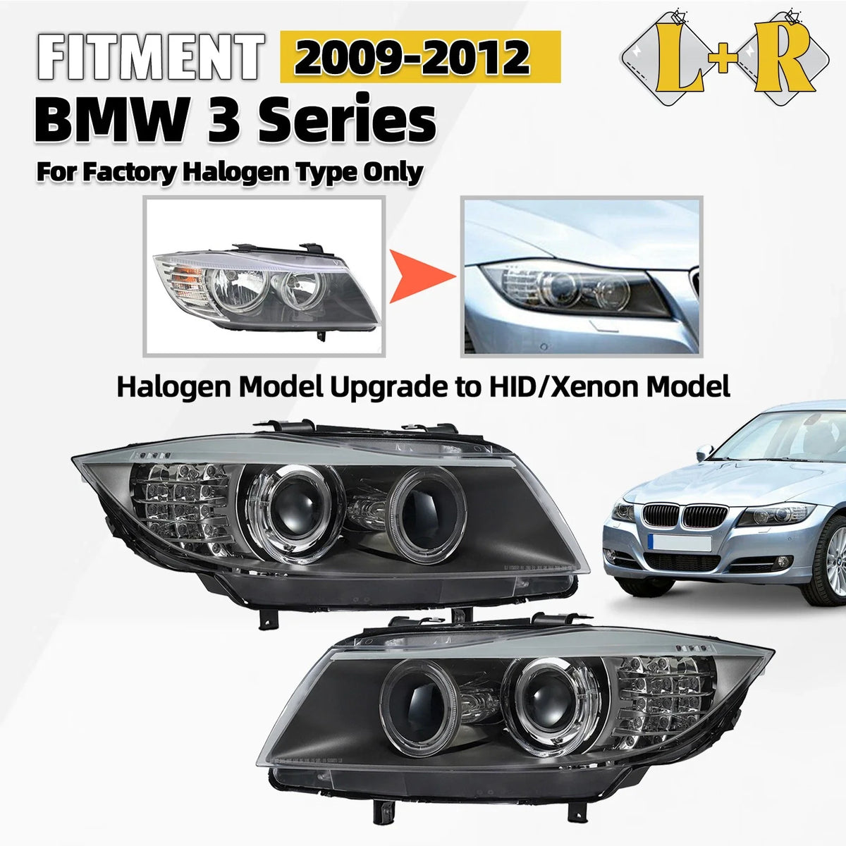 Headlight Halogen Upgrade to HID/Xenon Pair for BMW E90 3-Series (2009–2012)