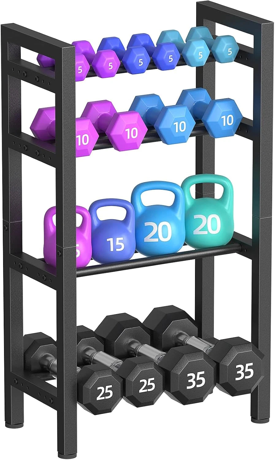 4 Tier Dumbbell Rack for Home Gym (Adjustable, Heavy Duty)