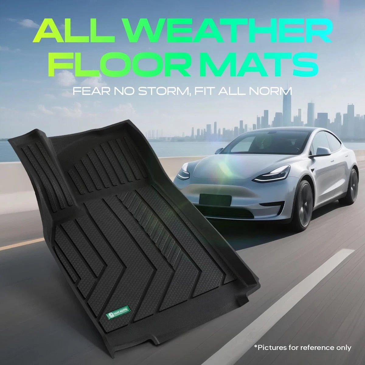 Set of 4 Floor Mats for Tesla Y (2025) 18108614, Front and Rear