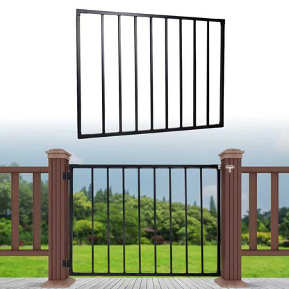 38" H x 48" W Deck Fence Gate for Outdoor Use - Rust-Resistant Black