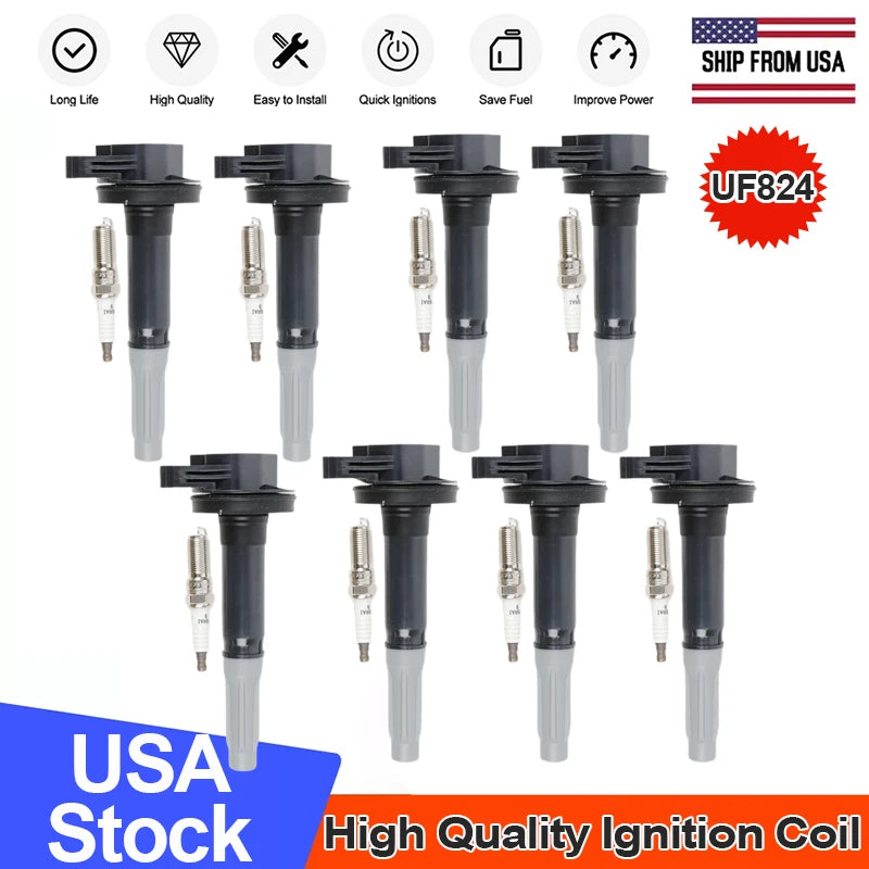 8X Ignition Coils & Iridium Spark Plugs for Ford F-150 (2016–2017) UF824