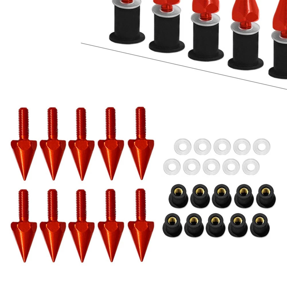 10x Red Windshield Spike Bolts for Motorcycle (5MM)