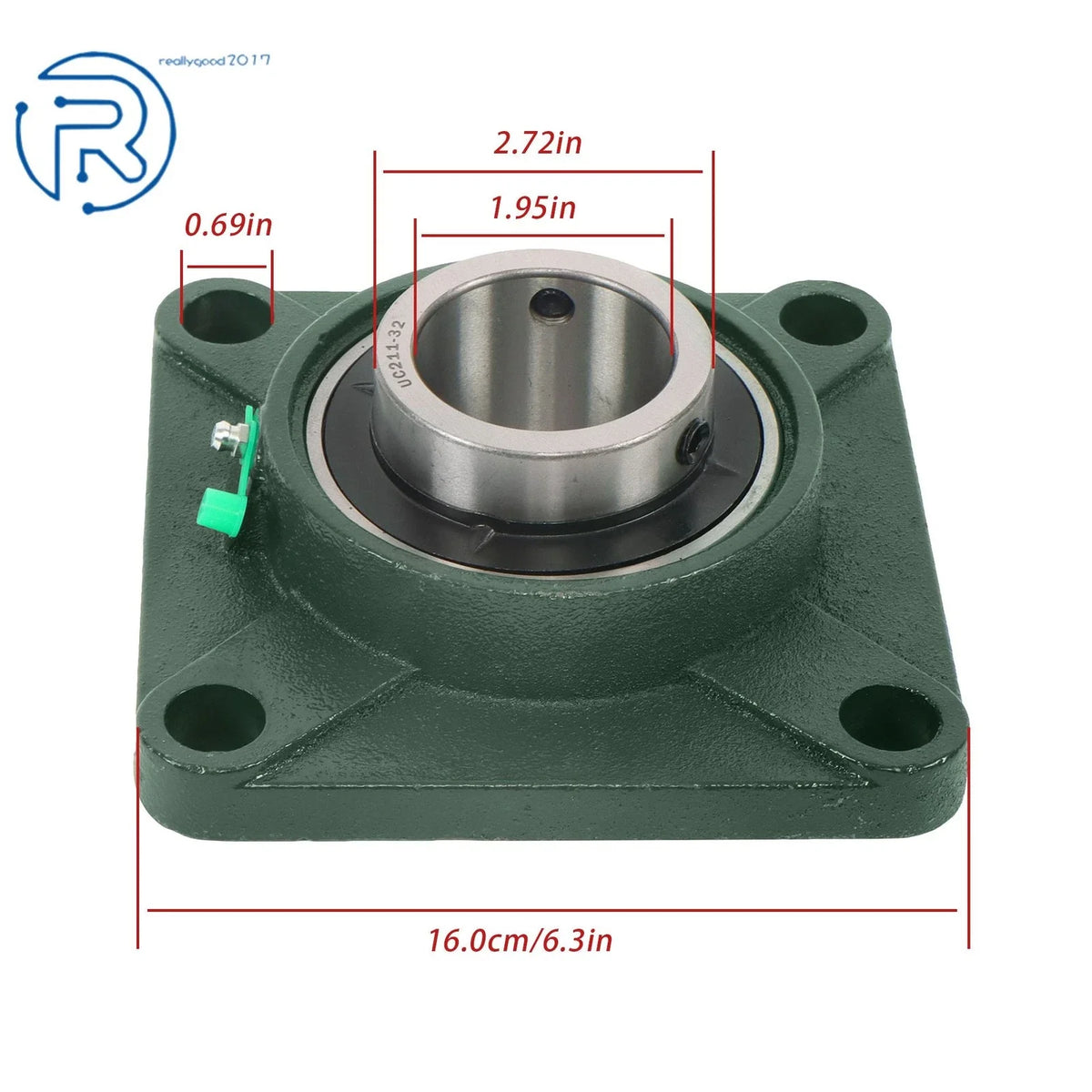 Set of 4 UCF211-32 4 Bolt Pillow Block Flange Bearings 2" Bore for UCF211