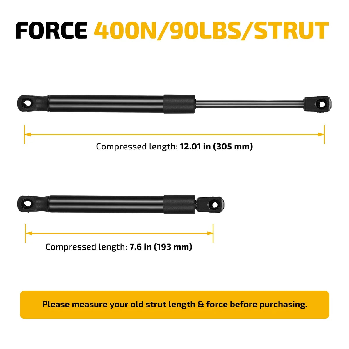Universal Gas Lift Support Strut Shock 12in 90lbs for Toolbox Trunk Lid