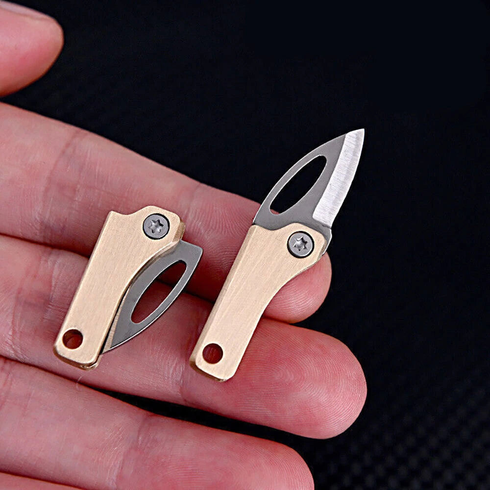Mini EDC Tool Brass Finger Knife Blade Key Chain Pendant