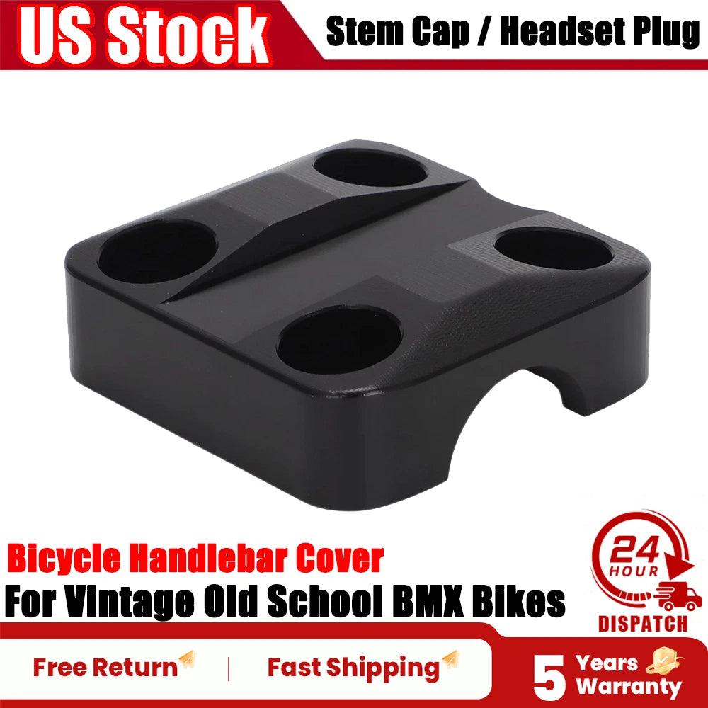 Stem Cap for Vintage BMX Bikes (Old School) - 29x29mm Black Aluminium
